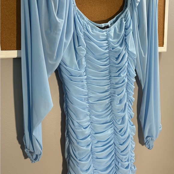 Light Blue Tight Ruffle Dress - Picture 2 of 4